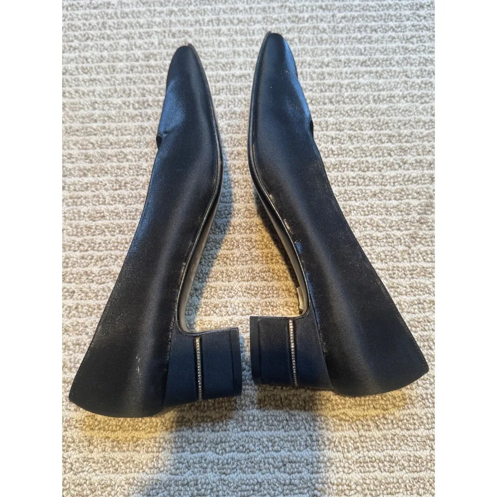 Vintage Salvatore Ferragamo‎ Black Square Toe Block Heel Pumps Women's 8 Italy